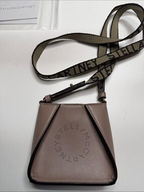 Stella McCartney Taupe Mini Crossbody with Logo Webbing Strap